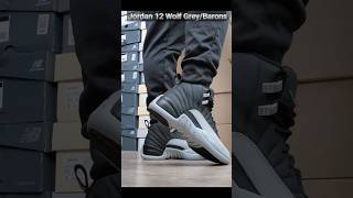 Air Jordan 12 Retro Wolf Grey Barons Sneaker On Feet [upl. by Ahsenat]