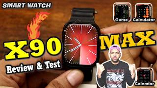 X90 Max Smart Watch Review Test Settings  219 Display BT Calling  Wireless Charging  AI  Hindi [upl. by Milly]