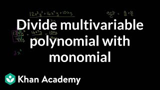 Dividing multivariable polynomial with monomial  Algebra II  Khan Academy [upl. by Zellner]