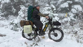 Riding Deep Into the Forest to Hot Tent Camp and Waking Up to Snow  Birch Grolar AWD eBike [upl. by Weider]