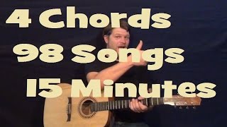 98 Songs 4 Chords 15 Minutes  Easy Guitar Lesson How to Play Tutorial G Em C D  Beginner Songs [upl. by Richey]