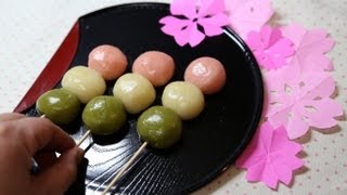 How to make quotDANGOquot Japanese sweet dumplings 花見の三色だんごの作り方 [upl. by Kazimir]