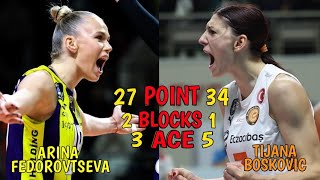 Arina fedorovtseva  Tijana boskovic  Turkish volleyball league 2024 [upl. by Iow830]