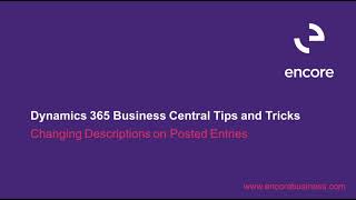 How to Change Descriptions on Posted Entries in Dynamics 365 Business Central [upl. by Helgeson]