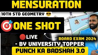 🔴LIVE 10th Std GEOMETRY 7Mensuration🎯ONE SHOTBOARD EXAM 2024PRADEEP GIRI SIR [upl. by Aleibarg]