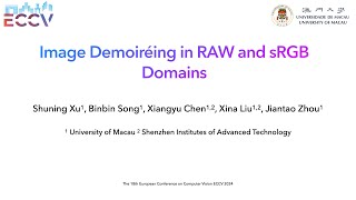 ECCV2024 Image Demoireing in RAW and sRGB domains [upl. by Hermann]