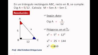 RAZONES TRIGONOMÉTRICAS DE UN ÁNGULO AGUDO problema 004 [upl. by Kaufmann]