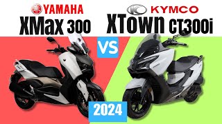 Yamaha XMAX 300 vs Kymco XTown CT300i  Side by Side Comparison  Specs amp Price  2024 [upl. by Guimar174]