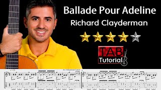 Ballade Pour Adeline  Tutorial  Sheet amp Tab  Classical and Fingerstyle guitar [upl. by Shewchuk]