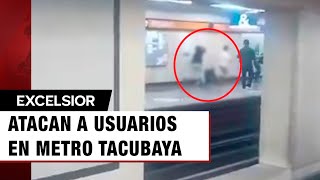 Momento exacto del ataque a usuarios en Metro Tacubaya CDMX [upl. by Kristina]