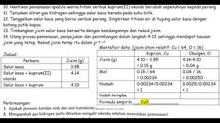 T4B3 Aktiviti Makmal Formula empirik kuprumII oksida Eksperimen [upl. by Annice]