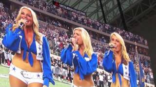 Dallas Cowboys Cheerleaders dancing and singing the National Anthem [upl. by Euqinot]