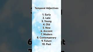 Temporal adjectives adjectives in english grammar english adjective education grammar learn [upl. by Sixele]