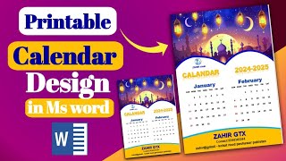 Printable calendar design in Ms word  Ms word calendar design 2024 [upl. by Etep]