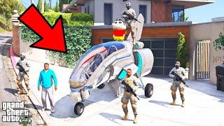 Franklin And Shinchan STEALING Military Strongest Fighter Jet In GTA V [upl. by Atteuqnas162]