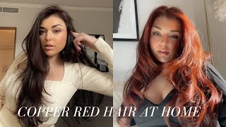 Hair Transformation From Brunette to Red At Home Red Copper Hair  Chloe Zadori [upl. by Karry]