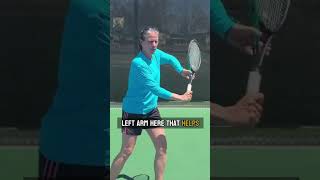 Tennis Backhand The left hand helps to lift the racket Link to full video below [upl. by Ettesoj]