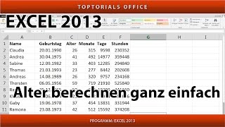 Alter Berechnen in Excel Jahre MonateTage Stunden Minuten [upl. by Encrata91]