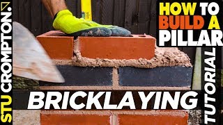 how to build a brick pier  bricklaying tutorial [upl. by Elrahc]