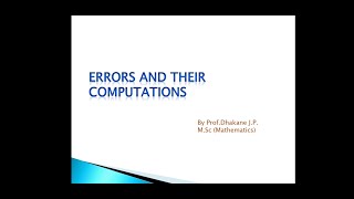 Errors amp their Computation [upl. by Etnoval]