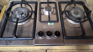 NAS GAS Hob fully automatic non magnetic stainless steel DG 444 Model with Jambo gas burner [upl. by Etteinotna]