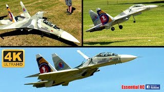 PUGACHEV COBRA MANOEUVRE executed by GIANT SCALE RC THRUST VECTORED SU30 JET  UltraHD and 4K [upl. by Nyltac]