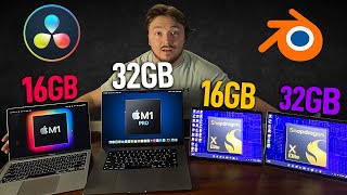 Snapdragon X Elite 16gb vs 32gb vs 16gb macbook air vs 32gb Macbook Pro [upl. by Jerol]