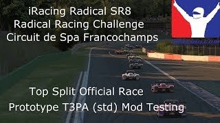 T3PA Prototype Mod test iRacing Radical Challenge at Spa Full Race [upl. by Hirz]