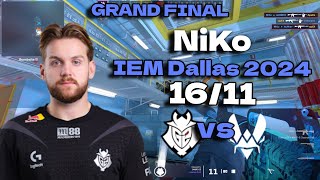 G2 NiKo 1611 vs Vitality Nuke  IEM Dallas 2024 Grand final cs2 pov demo [upl. by Spaulding]