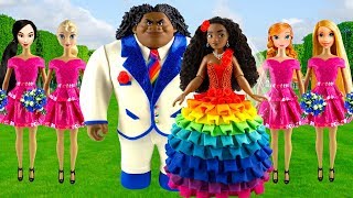 Play doh Rainbow disney princess  Moana amp Maui  Wedding dress [upl. by Anihc87]