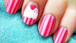 Sweet Pink Cupcake Nails  CutePolish  Disney Style [upl. by Eladroc]