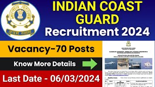 Indian Coast Guard Recruitment 2024 jobs2024 latestjobs govtjob [upl. by Sagerman]