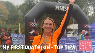 My First Duathlon  Top Tips for a Beginner  Clean Coach Katie [upl. by Navnod]