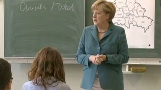 Merkel teaches German history at school [upl. by Ennovyahs]