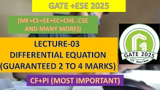 L 03 DIFFERENTIAL EQN COMPLEMENTARY FUNCTION AND NUMERICALS maths motivation gate [upl. by Odrahcir51]