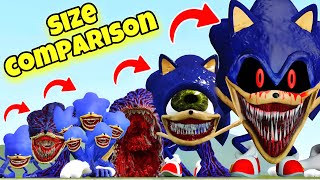 NEW SIZE COMPARISON ALL SEA EATER SONIC EXE TAPES FAMILY in Garrys Mod [upl. by Buckley9]