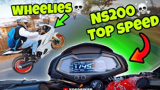 Ns 200 top Speed Check Before Service  Apache RR310 Wheelie X R15 v4 wheelie [upl. by Nylahsoj]