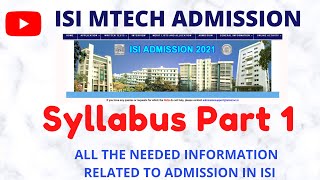 ISI MTECH SYLLABUS  FORENOON SESSION  MTECH ENTRANCE EXAM FOR ALL STREAM  PAPER 1 ISI ADMISSION [upl. by Kathe]