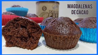 MAGDALENAS DE CACAO PURO PARA EL DESAYUNO Y LA MERIENDA Magdalenas de chocolate hechas en 10 min [upl. by Ellehsyt]