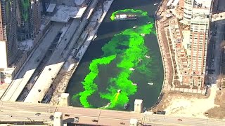 Chicago celebrates river dyeing St Patricks Day Parade [upl. by Norabal]