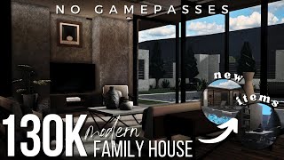 BLOXBURG 0124  NO GAMEPASS Modern Family House  130k  Speedbuild [upl. by Elahcim]