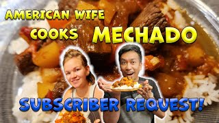 My American Wife Tries To Cook Filipino Beef Mechado Subscriber Request [upl. by Lebna]