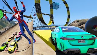 Skill test Sportcars parkour Mountain challenge GTA 5 superheroes mod and mod Supercars [upl. by Vergil955]