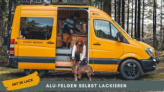 ALUFELGEN SELBST SCHWARZ LACKIEREN  mit 2K LACK SPRAYDOSE  Sprintervan [upl. by Rickert]