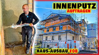 WAND VERPUTZEN  Innenputz mit Putzmaschine auftragen  HausInnenausbau 08  Home Build Solution [upl. by Muraida]