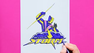 How to draw Melbourne Storm Logo National Rugby League [upl. by Casaleggio]