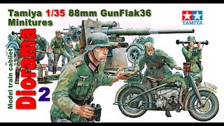 Tamiya 135 88mm GunFlak 36 Diorama for Model Train cabinet 2Tamiya Miniatures [upl. by Ensoll819]