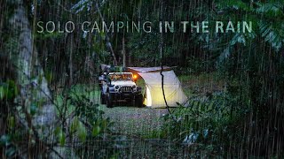 SOLO Camping in Tropical HEAVY RAIN  Relaxing in a Rain Tarp Shelter ASMR [upl. by Noremak506]