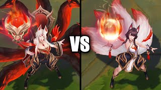 Immortalized Legend Ahri vs Risen Legend Ahri Skins Comparison League of Legends [upl. by Litha]