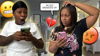 TEXTING MY WIFE A BREAK UP TEXT SITTING RIGHT NEXT TO HER BAD IDEA [upl. by Miett]